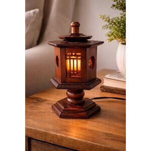 Vintage Japanese Style Wooden Lantern Lamp Pagoda Accent Light Home Decor